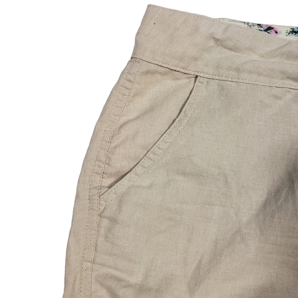 Papaya Tan Beige 100% Linen Shorts Size Large Cuffed Lightweight Breathable - Picture 5 of 13